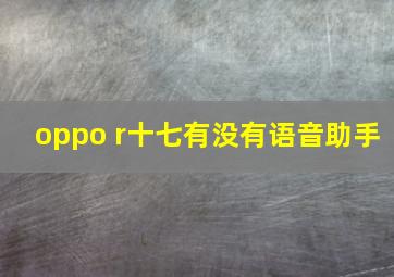 oppo r十七有没有语音助手